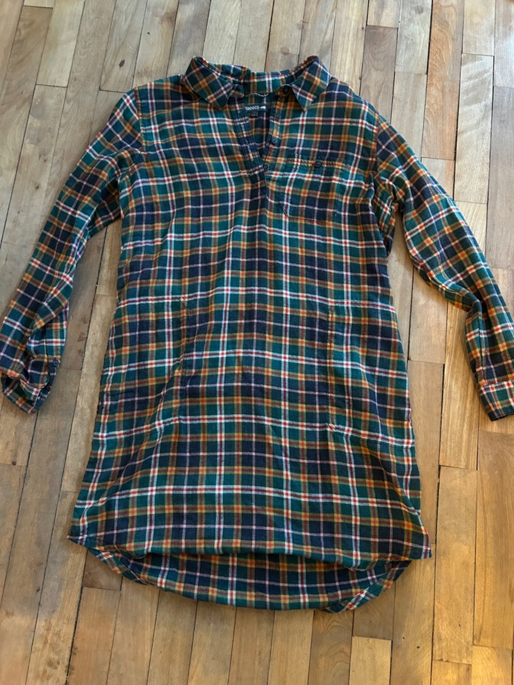 Toad & Co Plaid Tunic Shirt Dress in Green & Navy